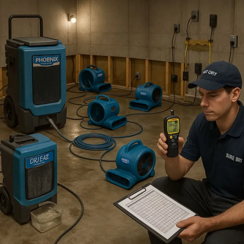 Structural Drying and Dehumidification process in Broadmoor, CA